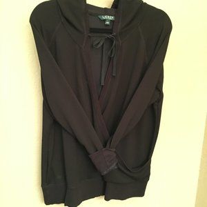 Women's Ralph Lauren Black Hoodie Large V Neck